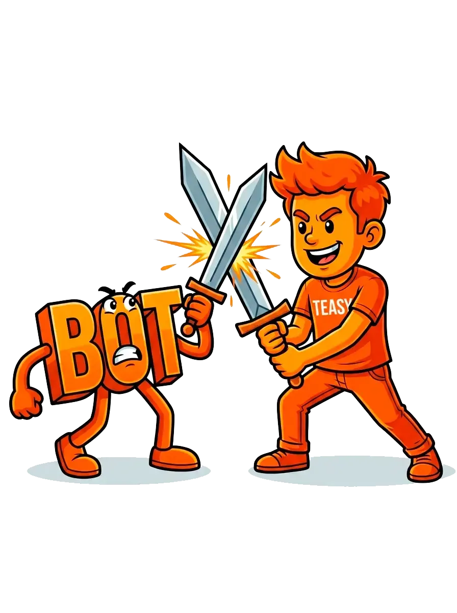 Image of Teasy fighting with bots